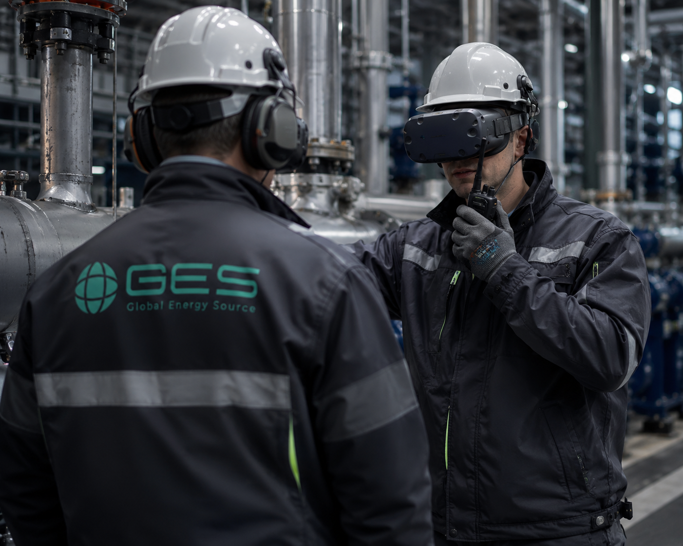 Engineers at an industrial facility